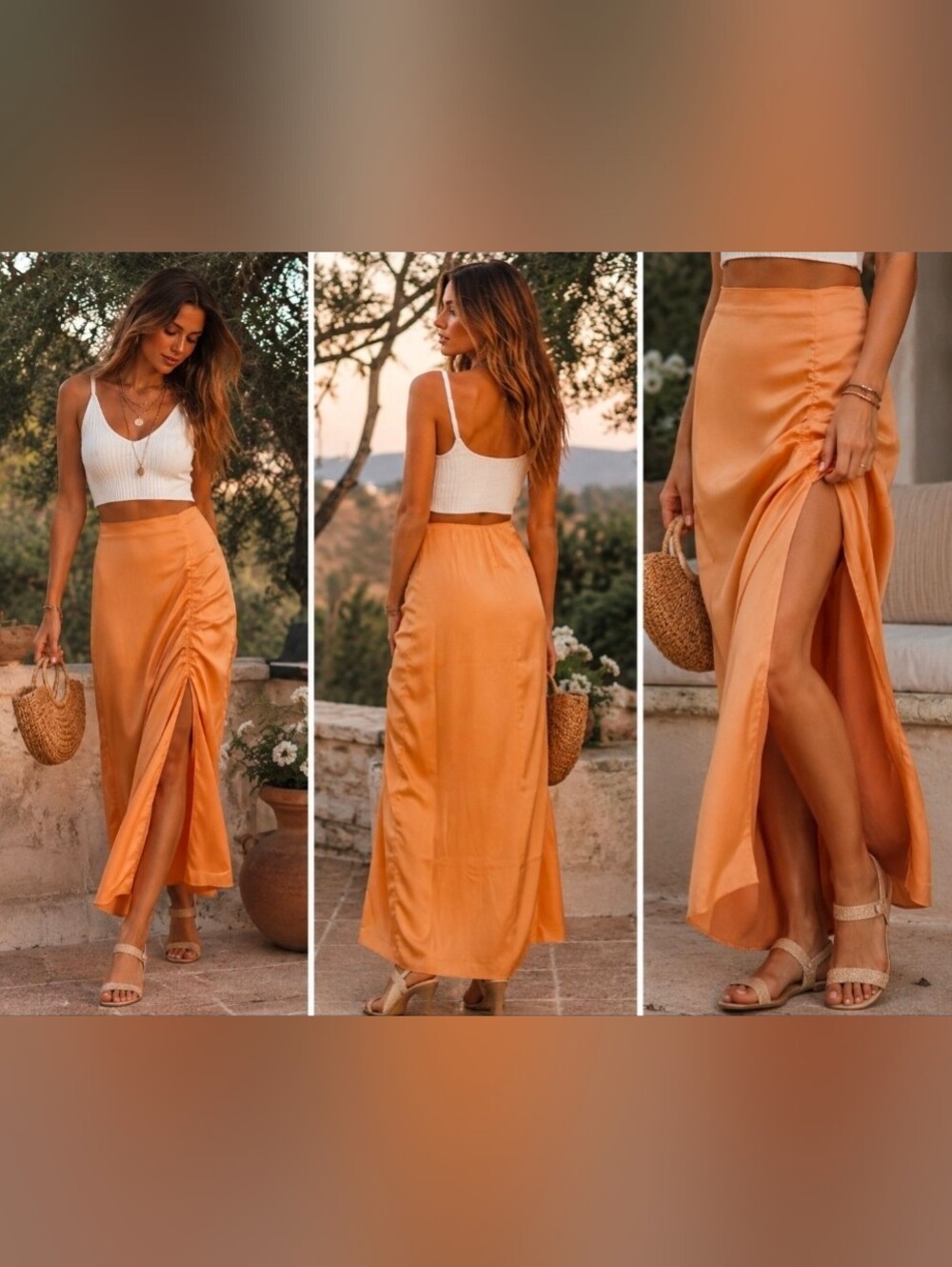 Lost + Wander Apricot Sunset Midi Skirt | Size Medium | NWT
